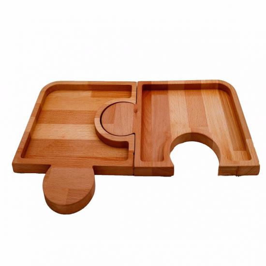 4 Piece cookie plate- cookie plate-Puzzle Cookie Plate-wood plate- wooden serving plate- snack-Serving Platter -Serving plate -Wooden plate