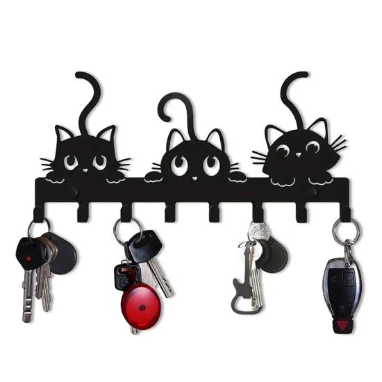 Kedi Ailesi Metal Askılık Metal Duvar Askılığı | Şık ve Dayanıklı Depolama Çözümleri