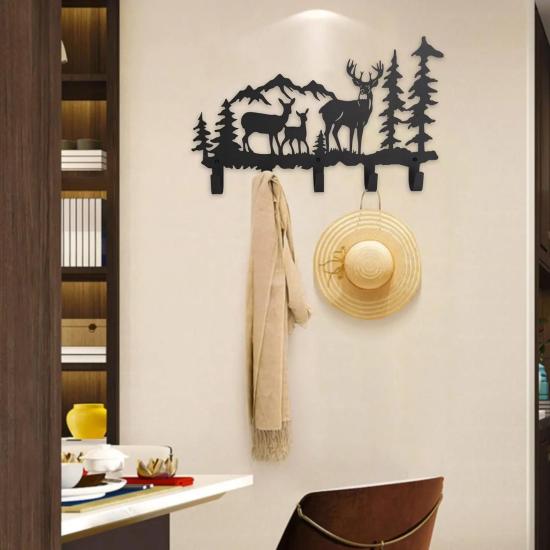 Deer and Forest Metal Hanger 2 ,Metal Wall Hanger | Stylish and Durable Storage Solutions