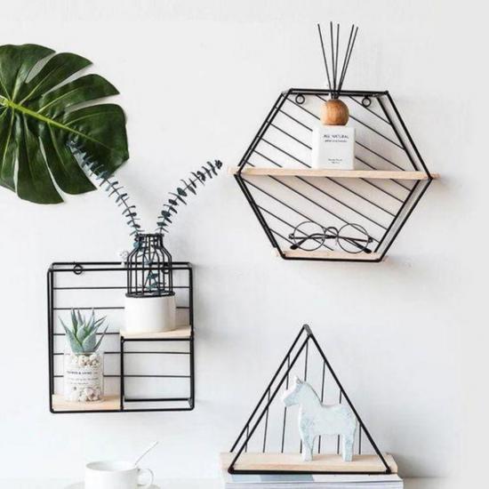 Maranta Shaped Triple Shelf - 10749 | Home Decoration | Metal Painting | Wall Painting | Monge Design | Free Shipping | Pay at the door