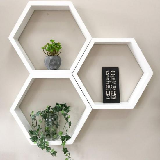 Honeycomb 3’lü Raf | Raf | Ev Dekorasyon | Monge Dizayn | Ev Dekor | Sanat | Alışveriş