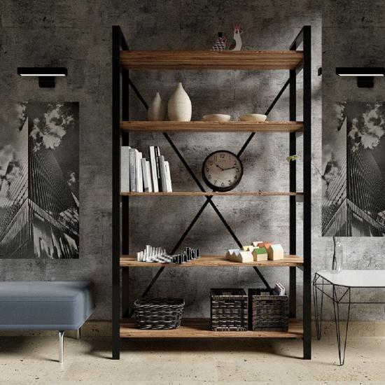 Maeron METAL Large Metal Bookcase with 5 Shelves - Metal Shelf | Home Decoration | Metal Painting | Wall Painting | Monge Design | Free Shipping | Pay at the door