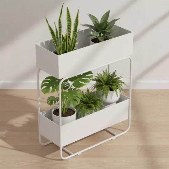 Rondo Series Dual Shelf Lilac Metal Planter (71x60)