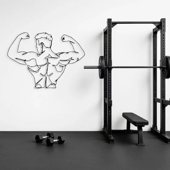 Minimalist Sporcu Metal Tablo | Modern Gym Duvar Dekoru