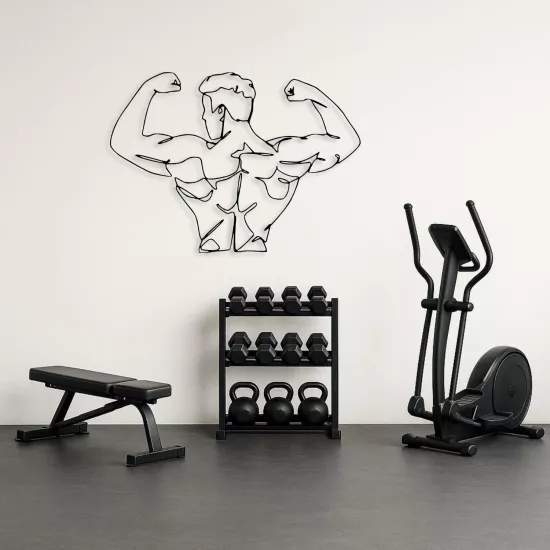 Minimalist Sporcu Metal Tablo | Modern Gym Duvar Dekoru