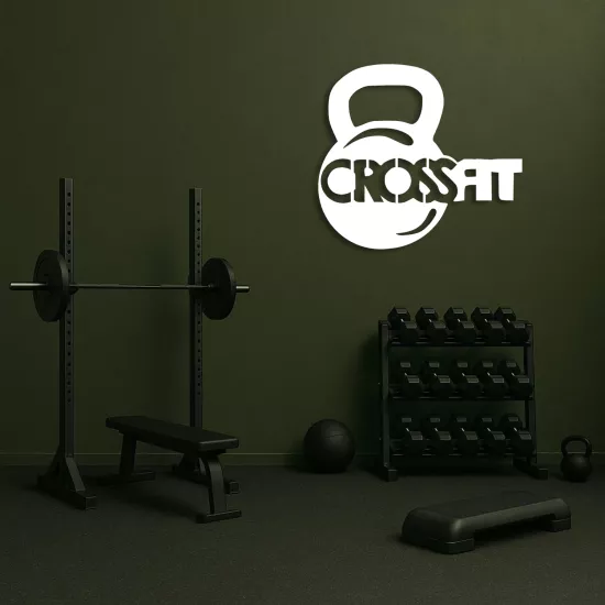 CrossFit Metal Tablo | Kettlebell Fitness Duvar Dekoru