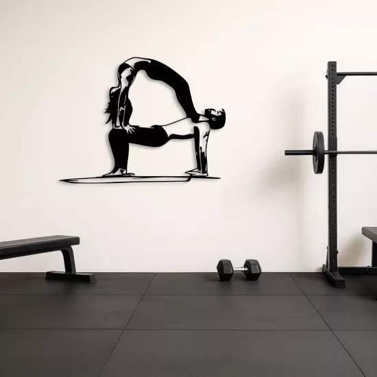 Man and Woman Fitness Metal Tablo | Yoga & Denge Dekoru