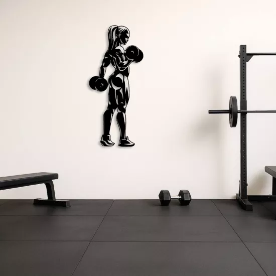 Güçlü Kadın Figürlü Metal Tablo | Fitness Motivasyon Dekoru