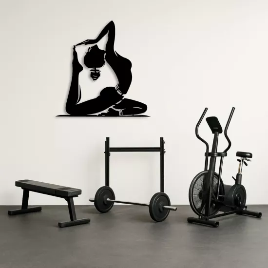 Modern Yoga Yapan Kadın Metal Duvar Dekoru | Zen ve Huzur