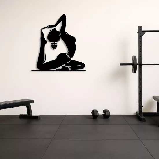 Modern Yoga Yapan Kadın Metal Duvar Dekoru | Zen ve Huzur