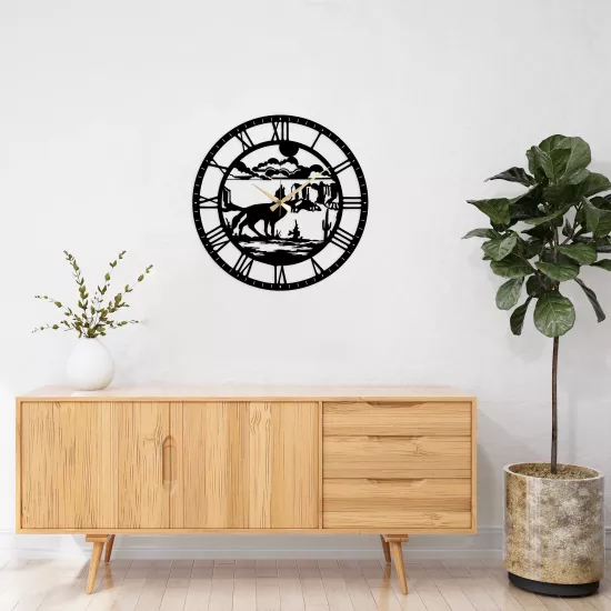 Wolven Metal Clock, Home Decoration, Wall Clock, Metal wall art