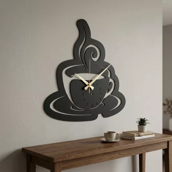 Coffee Metal Saat,Ev Dekorasyon, Duvar Saati, Metal tablo