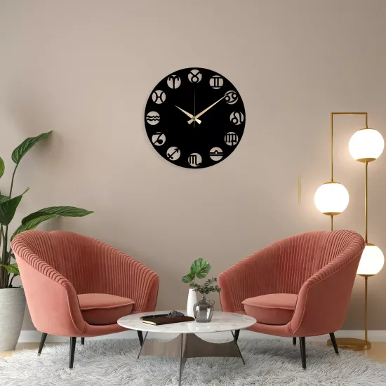 Horoskop Metal Saat,Ev Dekorasyon, Duvar Saati, Metal tablo