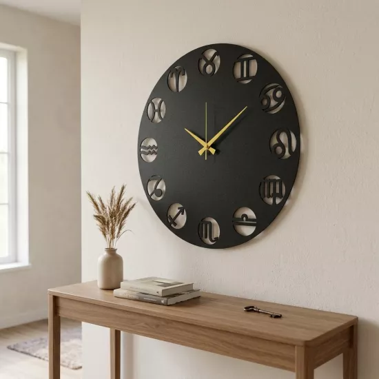 Horoskop Metal Saat,Ev Dekorasyon, Duvar Saati, Metal tablo