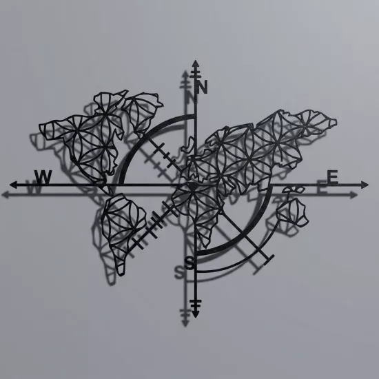 Compass World Map | Home Decoration | Wall Painting | Monge Design | Free Shipping | Pay at the door