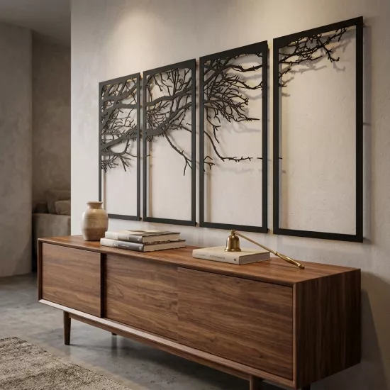 4 Pieces Wood Metal Wall Art | Home Decoration | Wall Chart | Monge Design | Free Shipping | Pay at the door