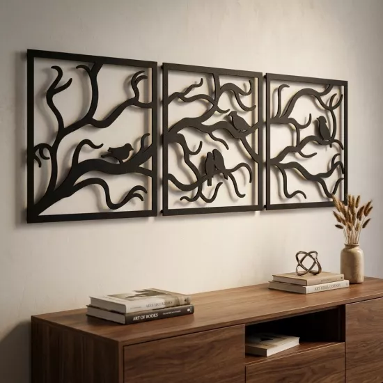 Life in Nature 3 Piece Metal Wall Art | Home Decoration | Wall Painting | Monge Design | Free Shipping | Pay at the door