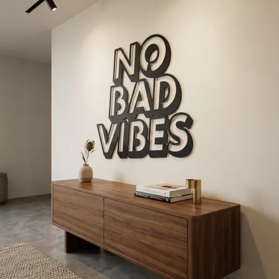 No Bad Vibes Written Metal Wall Art | Home Decoration | Wall Painting | Monge Design | Free Shipping | Pay at the door
