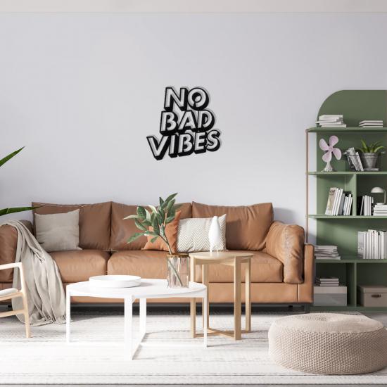 No Bad Vibes Written Metal Wall Art | Home Decoration | Wall Painting | Monge Design | Free Shipping | Pay at the door