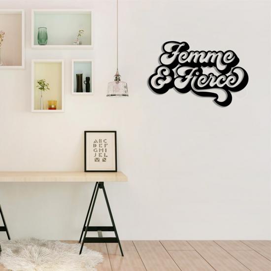 Femme Fierce Yazılı Metal Tablo | Ev Dekorasyon |  Duvar Tablosu | Monge Dizayn | Ücretsiz Kargo | Kapıda Ödeme