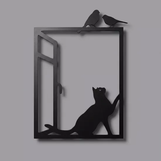 Cat in Glass Metal Wall Art - MONGE - METAL -TABLO