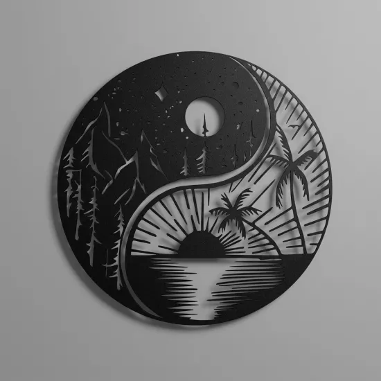 Ying Yang Güneş Ve Ay  - MONGE - METAL -TABLO  MONGE DİZAYN