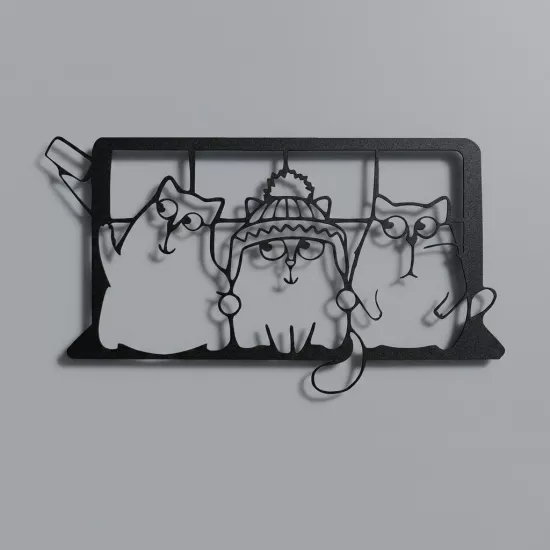 SELFIE CATS METAL WALL ART