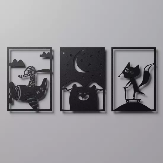 COLORED DREAMS SET OF 3 METAL WALL ART