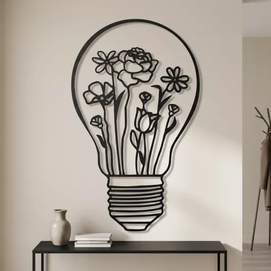 Flower-Filled Light Bulb Drawing - Creative Ideas & Eco-Friendly Design