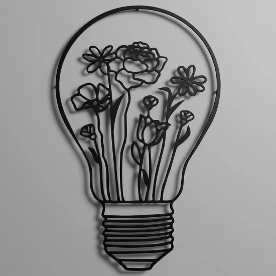 Flower-Filled Light Bulb Drawing - Creative Ideas & Eco-Friendly Design