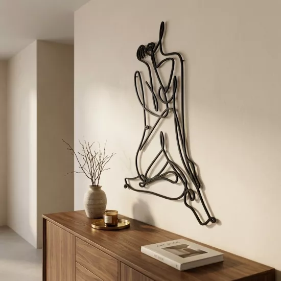 Single Line Woman Silhouette Wall Art | Minimalist Decoration