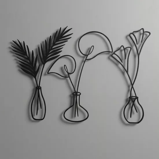 Minimalist Modern Plant and Vase Line Drawing Poster Art