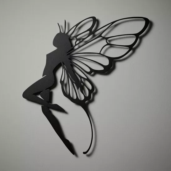 Elegant Fairy with Butterfly Wings Wall Decor - Modern Art