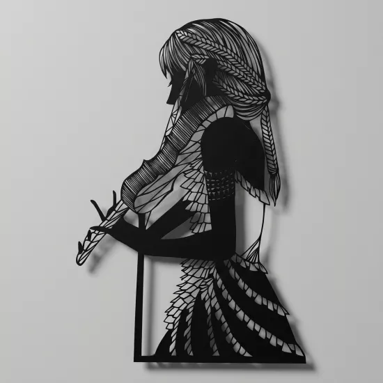 Antique Musician Woman Graphic Illustration Wall Art