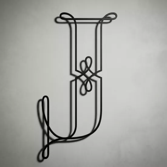 Minimalist J Harfi Monogram Tasarımı | Şık Duvar Sanatı