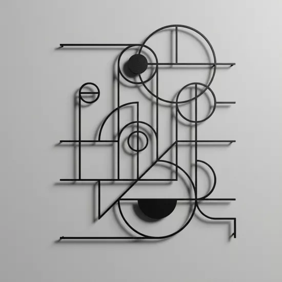 Modern Bauhaus Tarzı Geometrik Duvar Sanatı - Minimalist Tablo