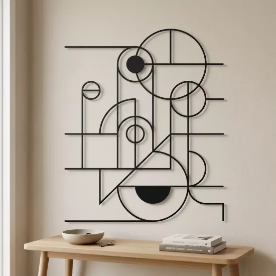 Modern Bauhaus Tarzı Geometrik Duvar Sanatı - Minimalist Tablo
