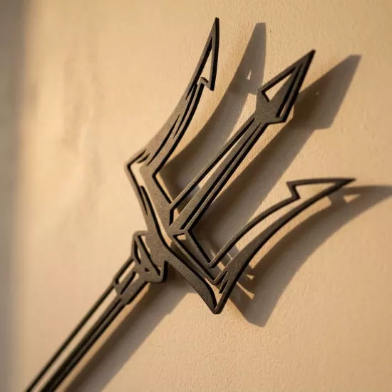 Poseidon’s Trident - Black and White Line Art