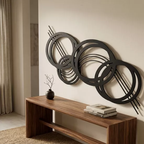 Modern Soyut Daire ve Çizgi Tasarımlı Duvar Dekoru - Minimalist Sanat